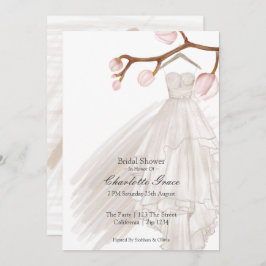 Convites Flores Rosa De Vestido Elegante chá de panela