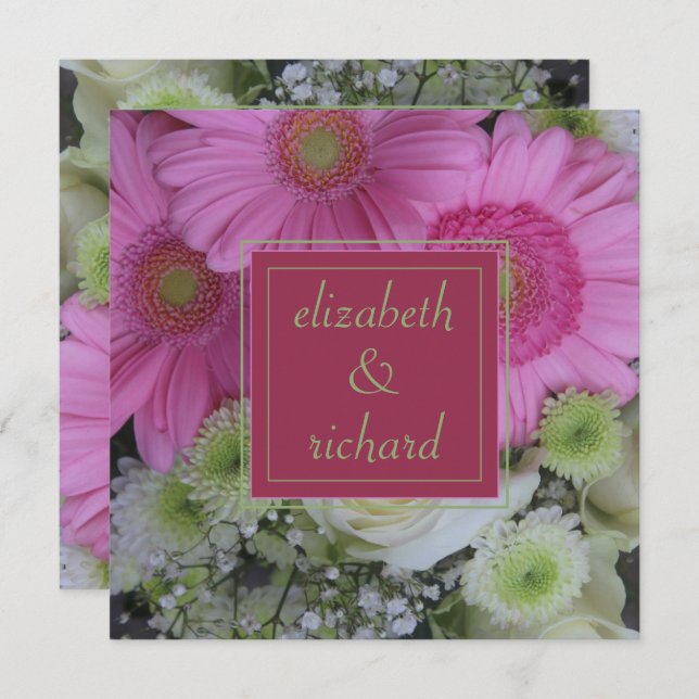 Convites Flores Rosa e Casamento de Rosa Branca (Frente/Verso)