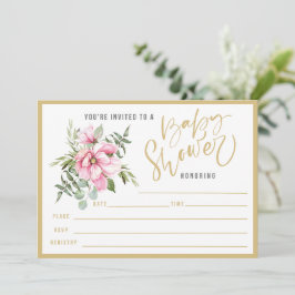 Convites Flores rosa e Chá de fraldas verde