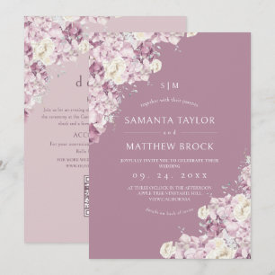Convites Flores Rosa Empoeirado ⎮Elegante Casamento Tudo em