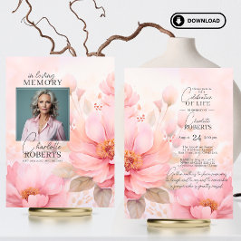 Convites Flores Rosa Fumam Celebração da Vida | FOTO