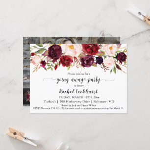 Convites Flores Rosa Marsala Saindo de Despedida