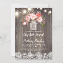 Flores Rosa Mason Jar Rustic Lace Casamento