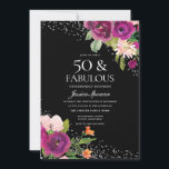 Convites Flores rosa Pretas Traseira 50ª Festa de aniversár<br><div class="desc">Flores Rosa Preto Traseiro 50º Convite de aniversário Ver coleção correspondente em Niche e Nest Store</div>