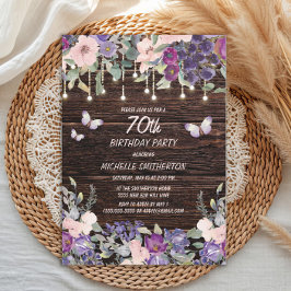 Convites Flores Rosa Púrpuras Borboletas Madeira 70