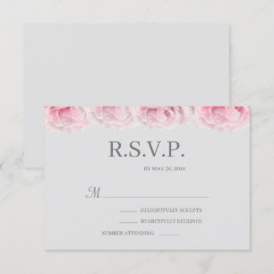 Convites Flores Rosa Real Rosa Elegante Cinza Casamento RSV