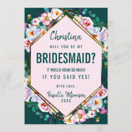 Convites Flores Rosa Relevo Dourado Esmeralda Jóias Para Da