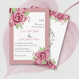 Convites Flores rosa-rosa-poeirento, código QR casamento fl