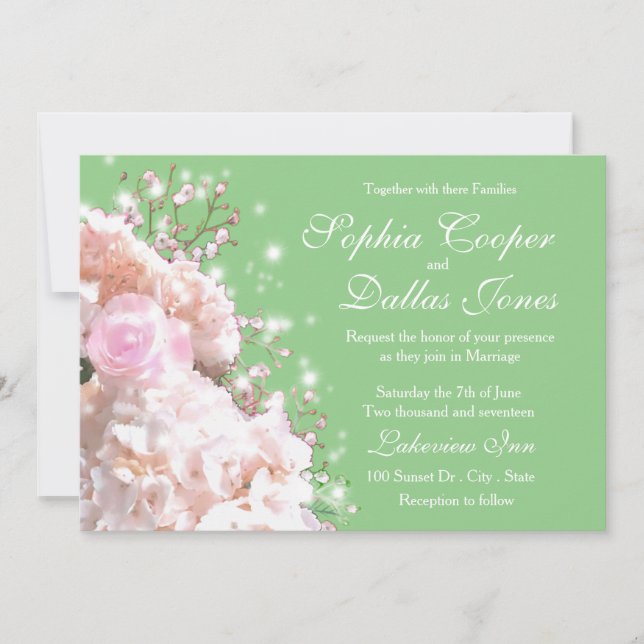 Convites Flores rosa-rosa-rosa-românticas, flores de Casame (Frente)