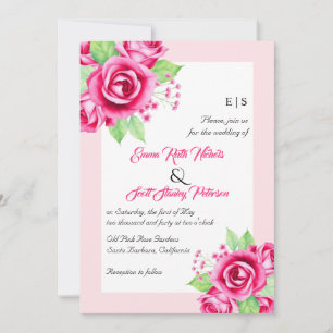 Convites Flores rosa rosa rosa rosa e código QR casamento f