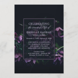 Convites Flores roxas - celebração do memorial da vida