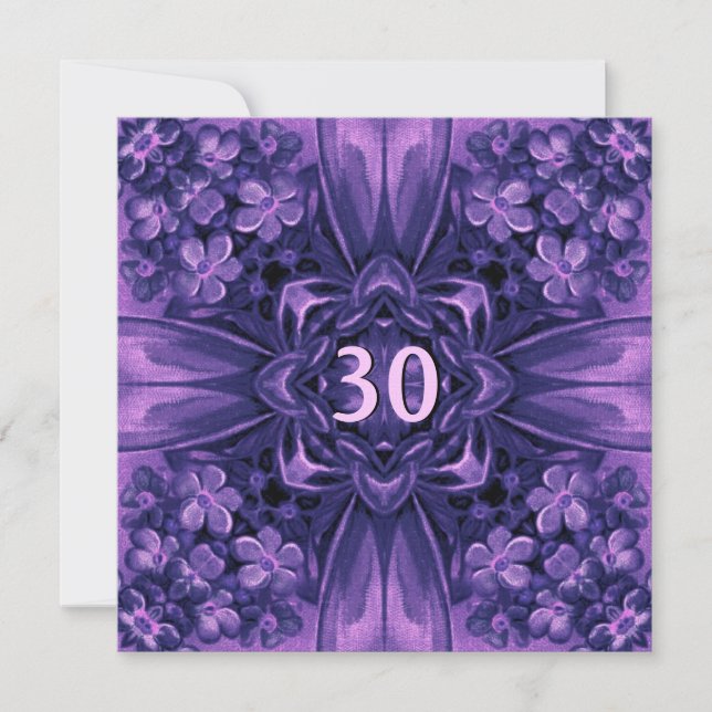 Convites Flores Roxas de aniversário de 30 anos (Frente)