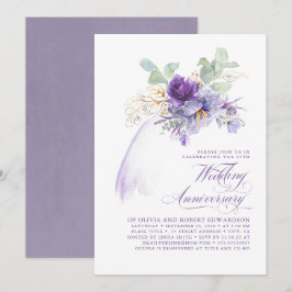 Convites Flores Roxas de Lavanda para Aniversário de Casame