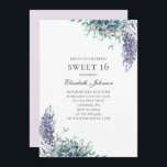 Convites Flores roxas Doce 16. Lavanda 16.o aniversário<br><div class="desc">Doce convite de 16 anos com flores roxas. Entre em contato comigo,  por favor,  se precisar de itens adicionais.</div>