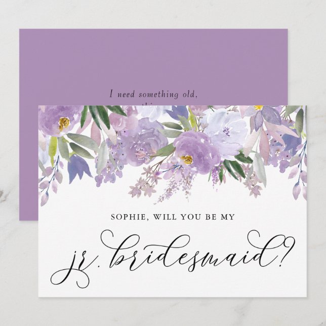 Convites Flores Roxas Dusty Serás Minha Mãe De Bridesmaid J (Frente/Verso)