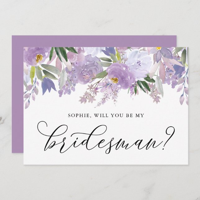 Convites Flores Roxas Dusty Serás O Meu Homem De Ponta (Frente/Verso)