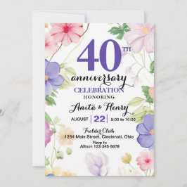 Convites Flores roxas e rosadas Qualquer Aniversário
