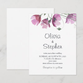 Convites Flores roxas Mauve. Casamento Russo Moderno