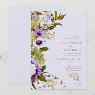 Convites Flores Roxas Rosa Bloom Wedding