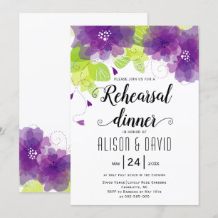 Convites Flores roxas violetas que wedding o jantar de