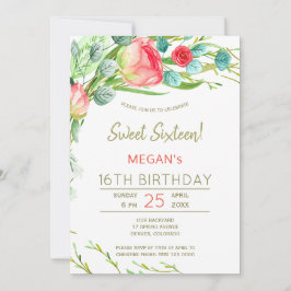 Convites Flores russas aquarela doce moderno dezesseis