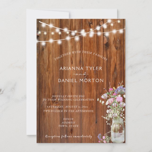 Convites Flores Russas de primavera Mason Jar String Lights (Frente)