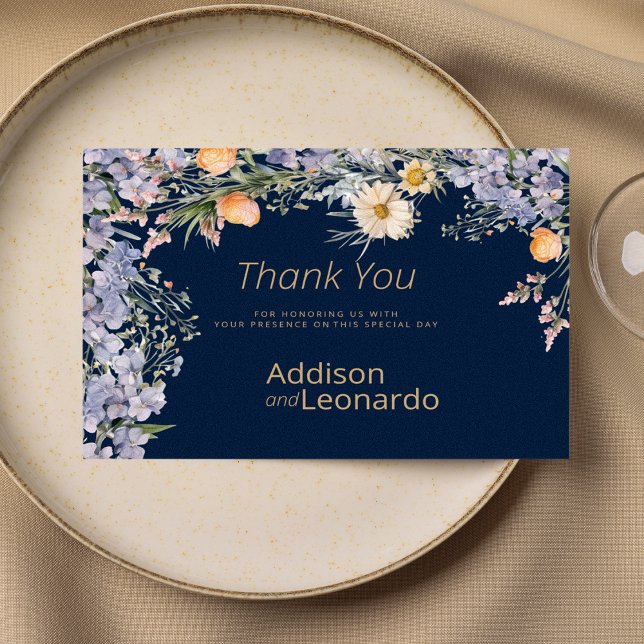 Convites Flores russas do campo de flor silvestre Obrigado (Rustic wildflower country flowers Thank You)