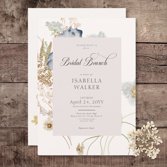Convites Flores Russas em Cream Bridal Brunch (Rustic Wildflowers on Cream Bridal Shower Invitation)