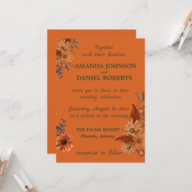 Convites Flores Rústicos Só Esperando para Convidar seus Co (Frente/Verso In Situ)