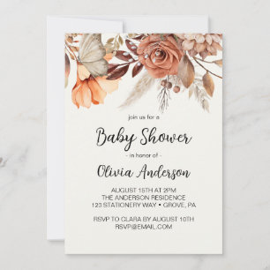 Convites Flores Secas Chá de fraldas Boho