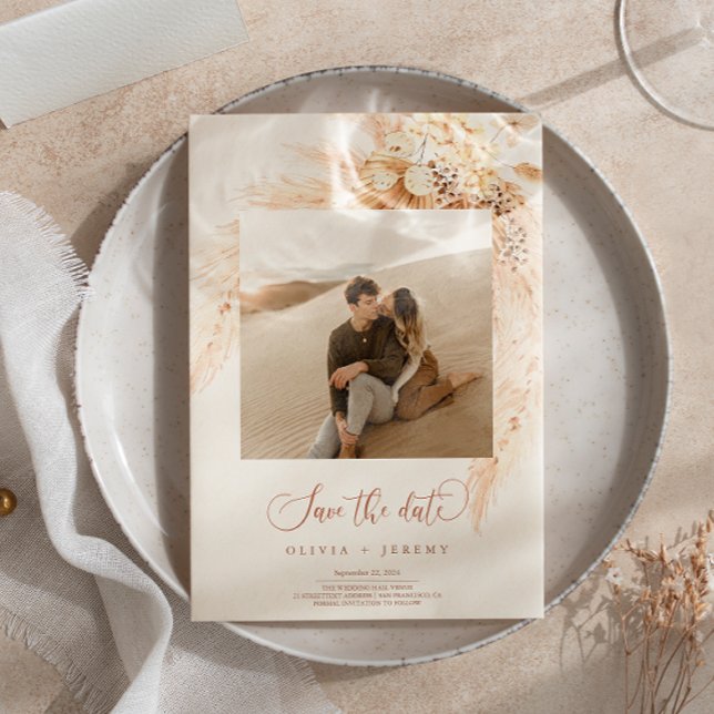 Convites Flores Secas da Boêmia e Foto de Grama Pampas (Criador carregado)