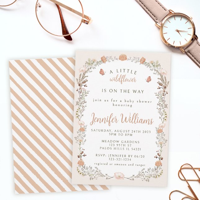 Convites Flores secas, flor silvestre, chá de fraldas (Criador carregado)