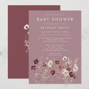 Convites Flores Secas Outono Caprichosas Baby Shower Rosa