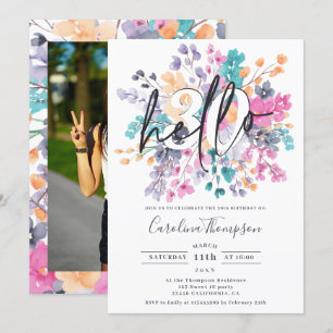 Convites Flores selvagens aquarela fotografia chic floral s