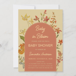 Convites Flores Selvagens Bebê no Arco Floral do Bloom Chá