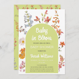 Convites Flores selvagens Bebê no Arco Verde Bloqueado Chá 