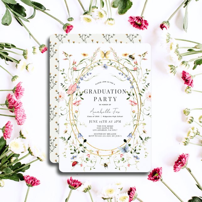 Convites Flores Selvagens Borboletas Abelhas Graduação por  (Criador carregado)