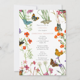 Convites Flores Selvagens Borboletas Christening Baptism