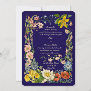 Convites Flores Selvagens Borda de Arte Botânica Multicolor