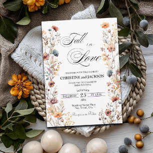 Convites Flores selvagens caem no amor casamento elegante