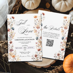 Convites Flores selvagens caem no amor Código QR Casamento