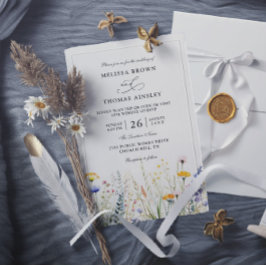 Convites Flores Selvagens Casamento Elegante Moderno Orçame