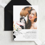 Convites Flores Selvagens Casamento Negro Elegante Foto Boh<br><div class="desc">Este convite de casamento de flores silvestres é perfeito para amantes da natureza. O convite é emparelhado com uma paleta de cores única de verde-floresta, amarelo, vermelho, marrom e... preto. Com uma fotografia a mais do casal e belos sotaques de flores desenhados à mão, este convite será uma guardiã duradoura...</div>