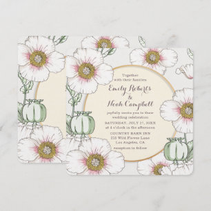 Convites Flores Selvagens Casamento País Pastel Floral Mod