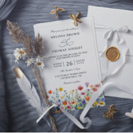 Convites Flores Selvagens Casamento QR Code Moderno Elegant