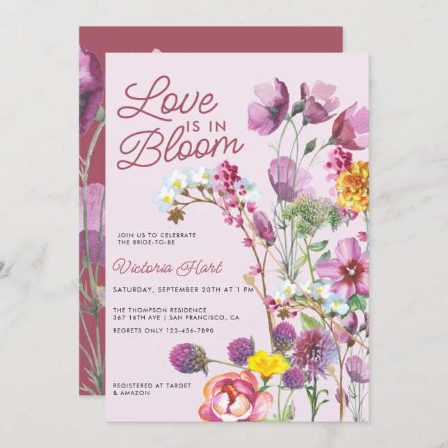 Convites Flores Selvagens | Chá de panela Boho (Frente/Verso)