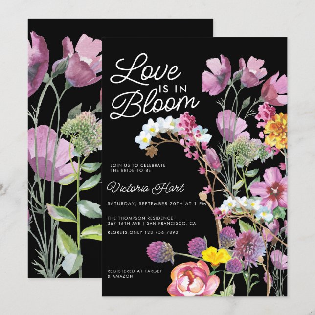 Convites Flores Selvagens | Chá de panela Boho (Frente/Verso)