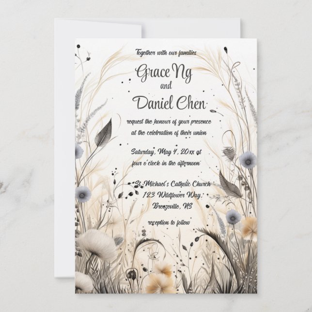 Convites Flores Selvagens de Breeze de outono Editáveis (Frente)