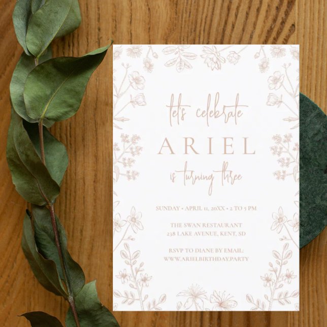 Convites Flores selvagens desenhando lindos anos florais (Criador carregado)