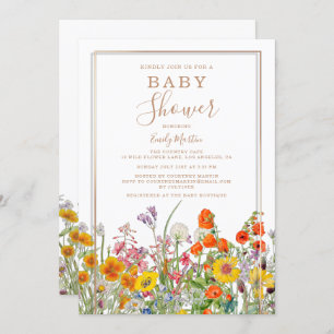 Convites Flores Selvagens do País Coloridas do Chá de frald